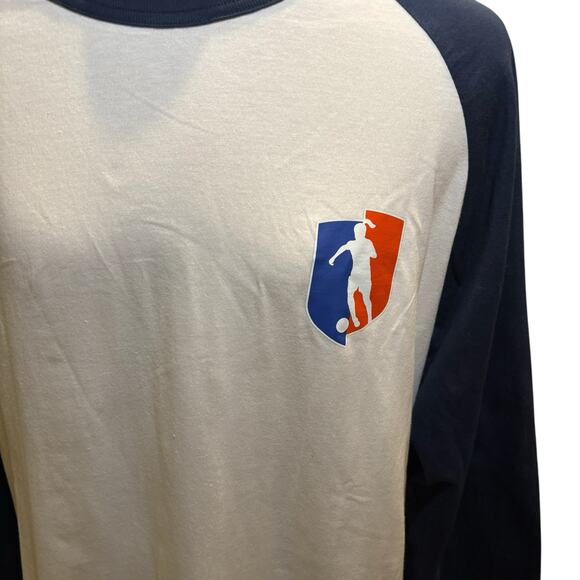 Sport Tek Color Block Raglan Jersey Tee Size Large Girls/Womens Soccer Emblem - Picture 2 of 6